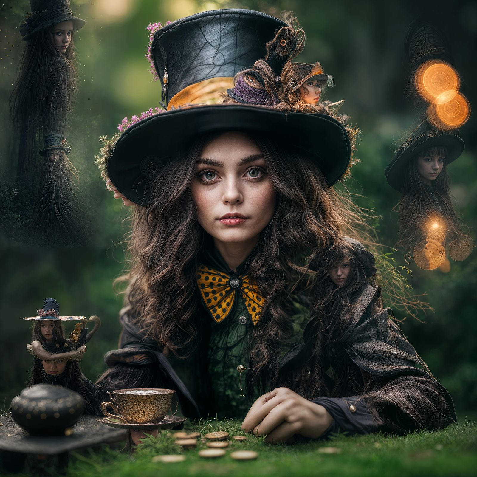 Mad Hatter Witch Portrait in Natural Lighting