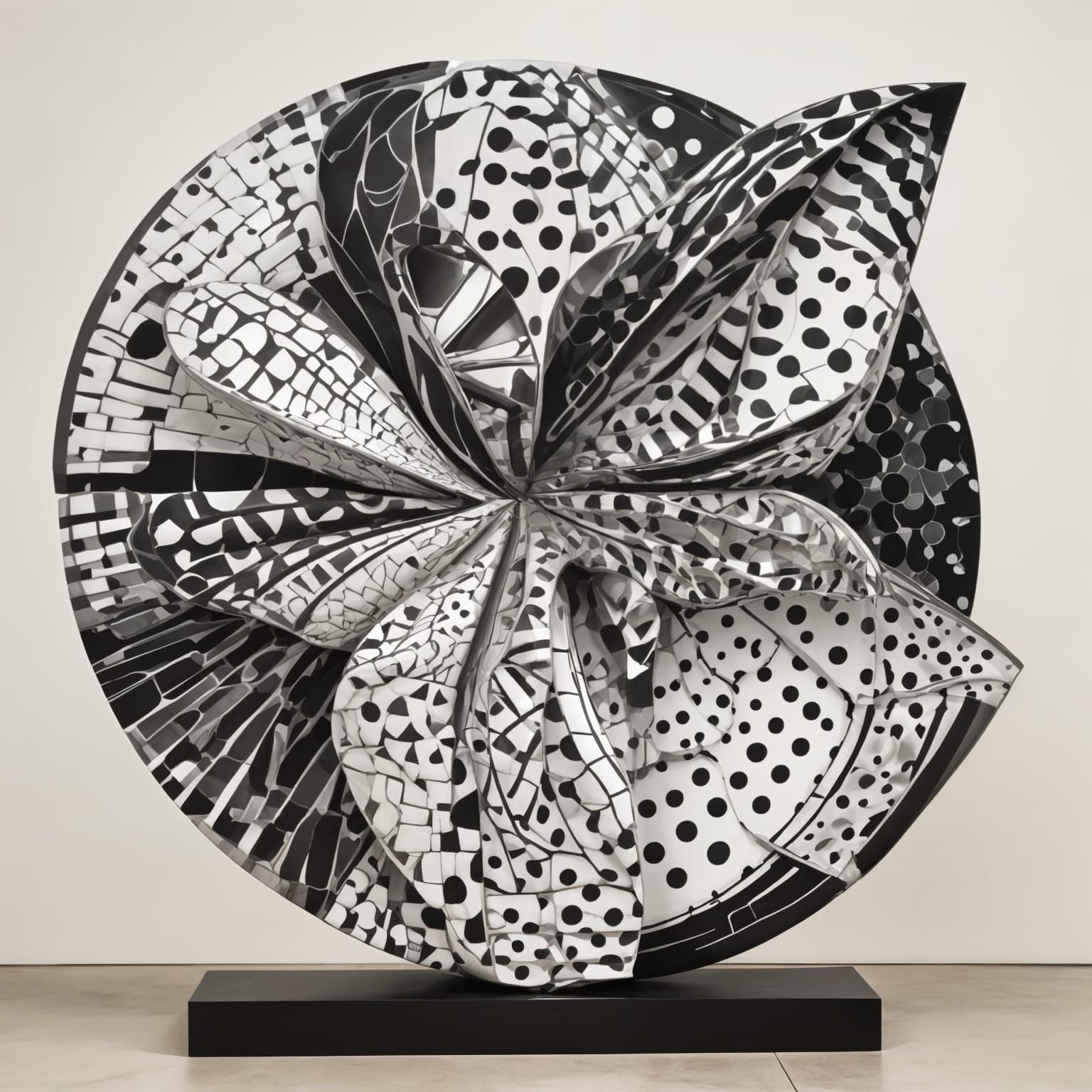 Modern Art Sculpture in Black and White