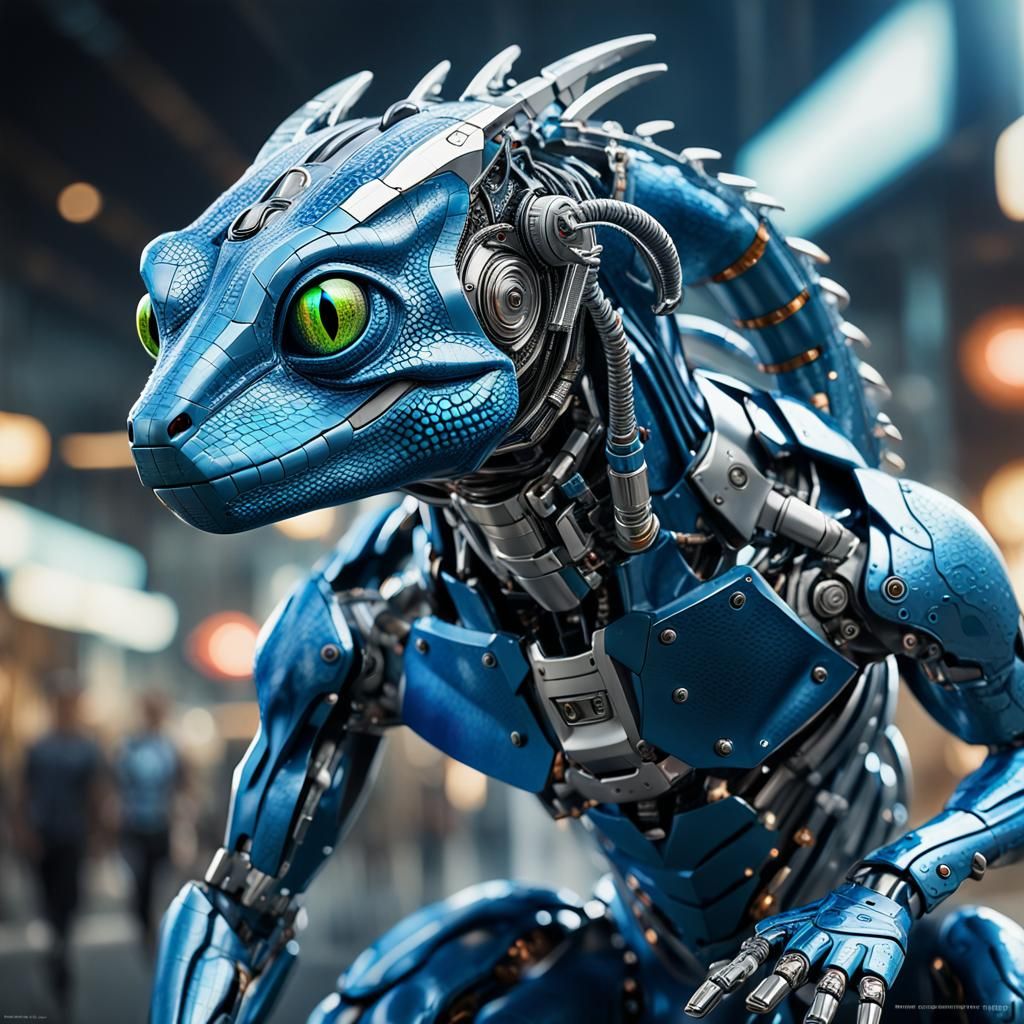 Cybernetic Gecko Race in Cyberpunk Style