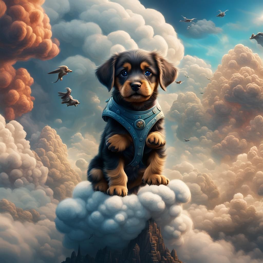 Puppy in the Clouds: Detailed Matte Painting
