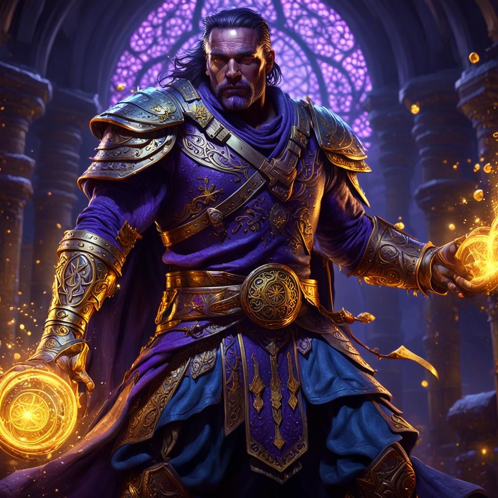 Handsome Magic Warrior in Dark Fantasy Style