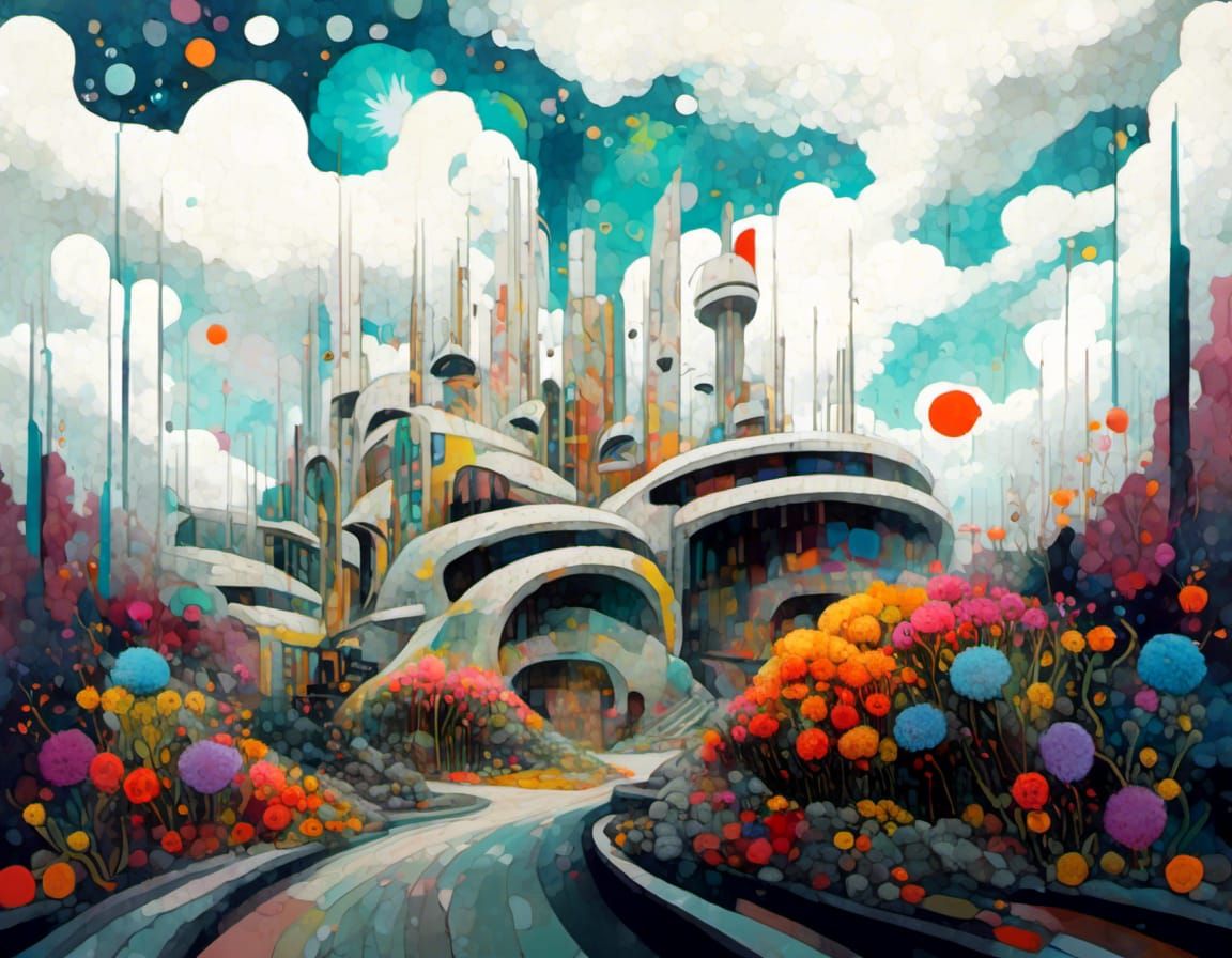 Cosmic Expressionist Stronghold in Hyperdetailed Digital Ill...