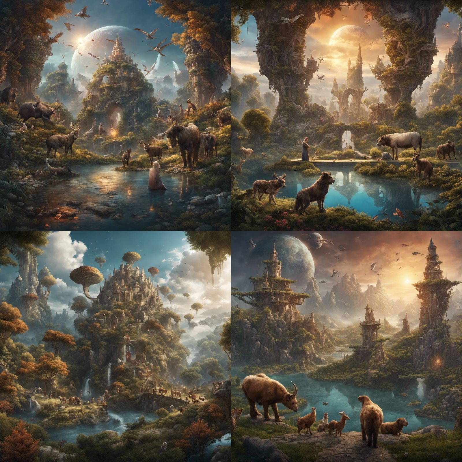 Harmonious World: Detailed Matte Painting of Peace