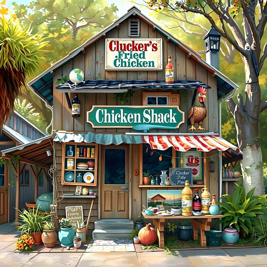Rustic Whimsical Fried Chicken Illustration in Yulee Florida