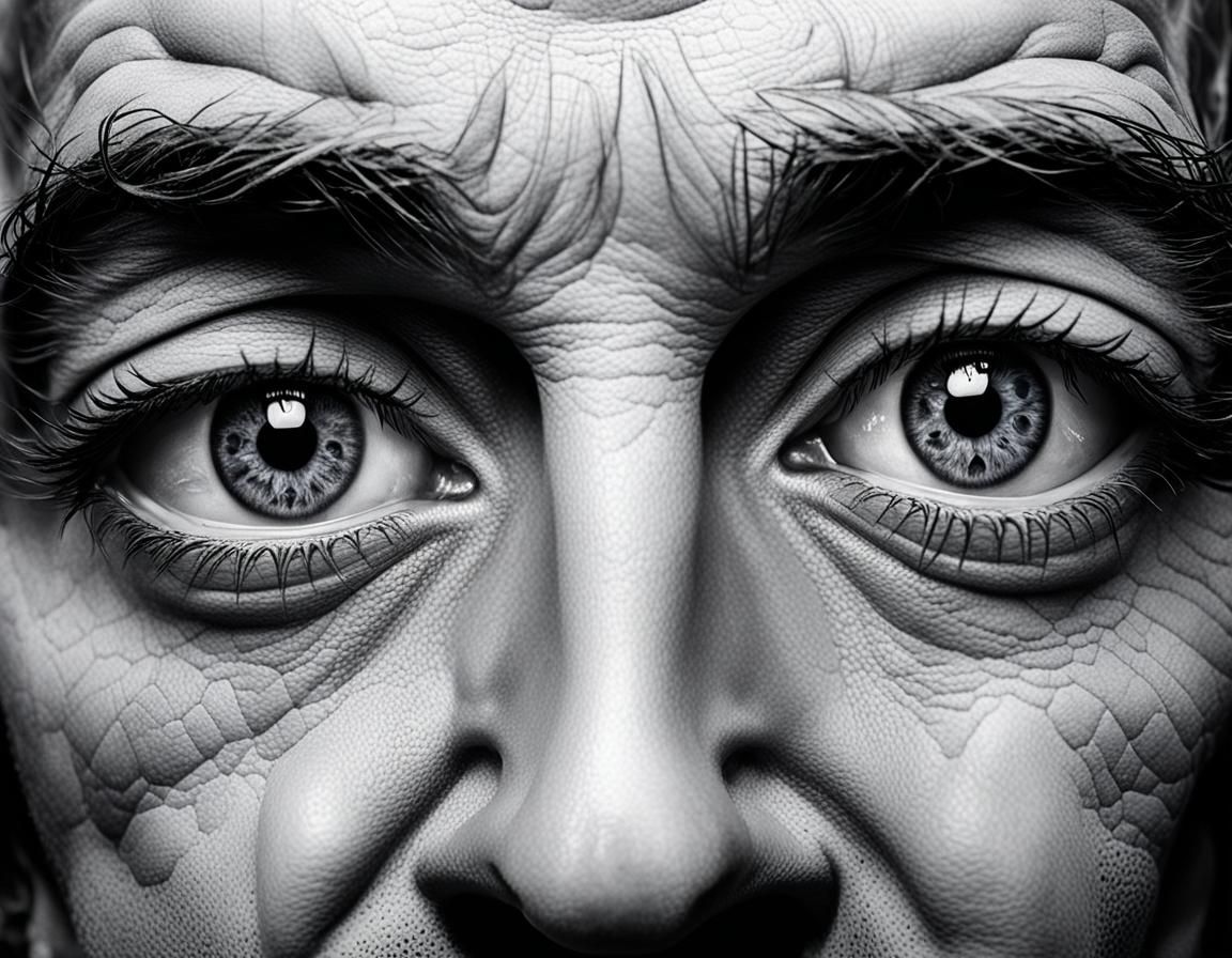 Monochromatic Faces Emphasizing Eyes in Gothic Style