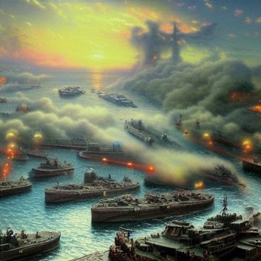 Ethereal D-Day Scene in Kinkade Style