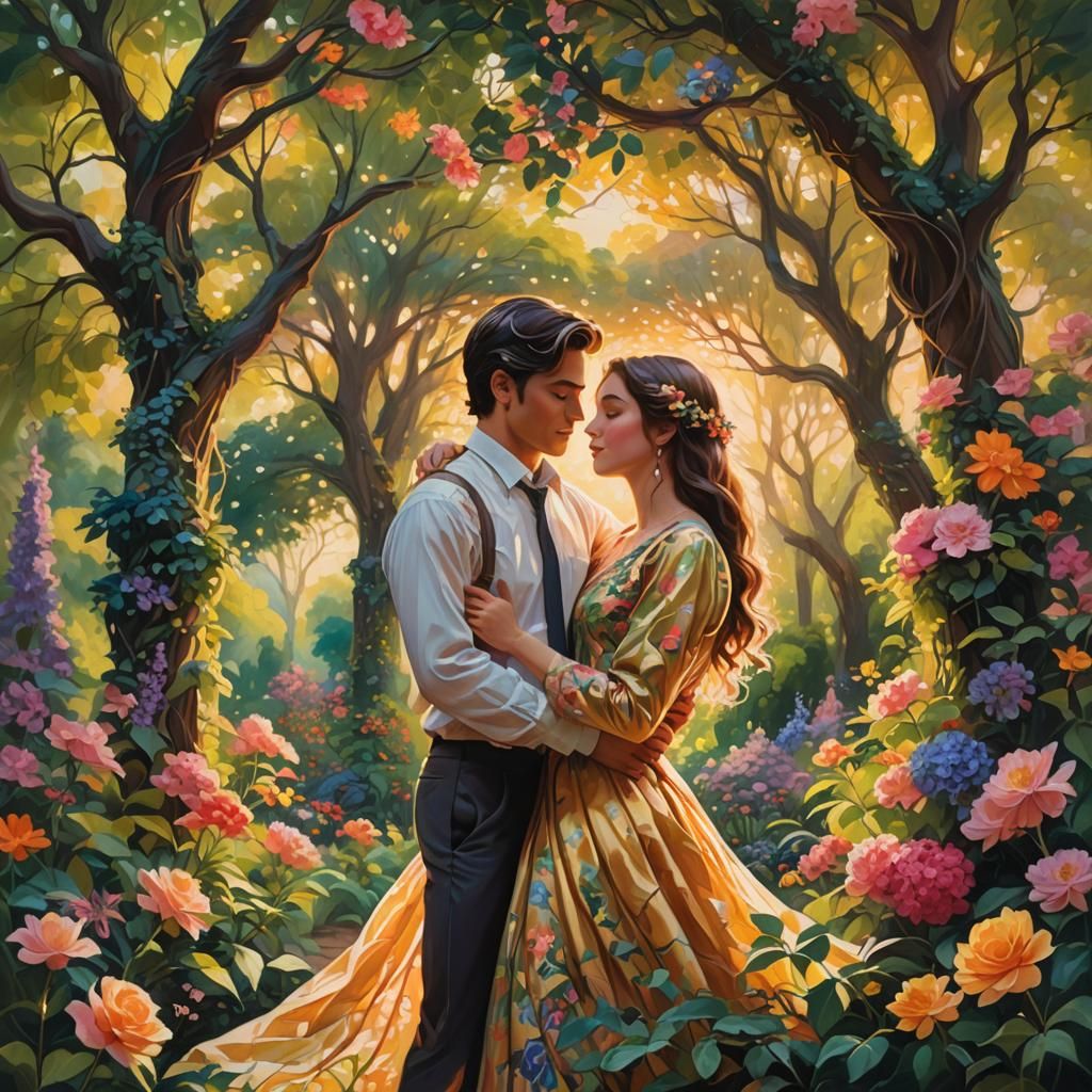Ethereal Romance: A Vibrant Oil Painting