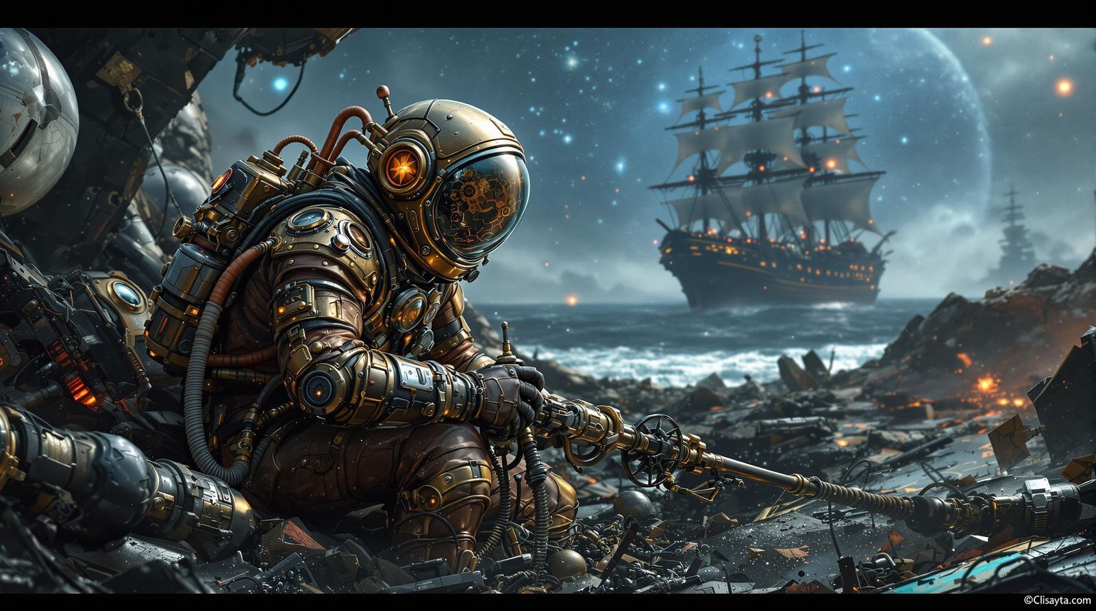 Cosmic Space Salvager in Brass-Plated Suit