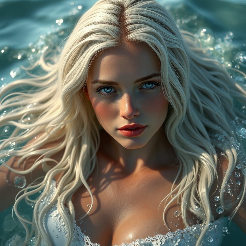 Beautiful Mermaid in Ocean Depths