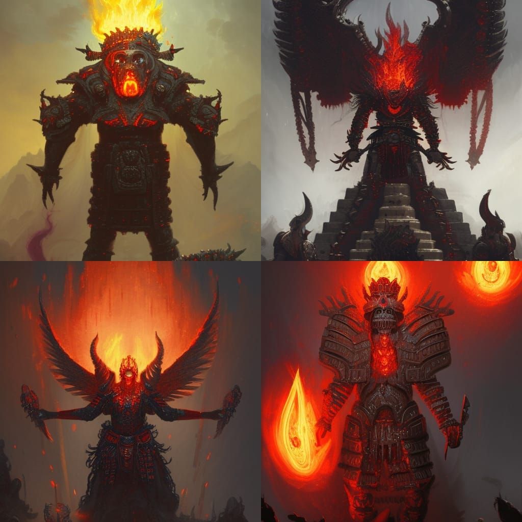 Xiuhtecuhtli Lava Aztec Lord of Fire: Dark Fantasy Art