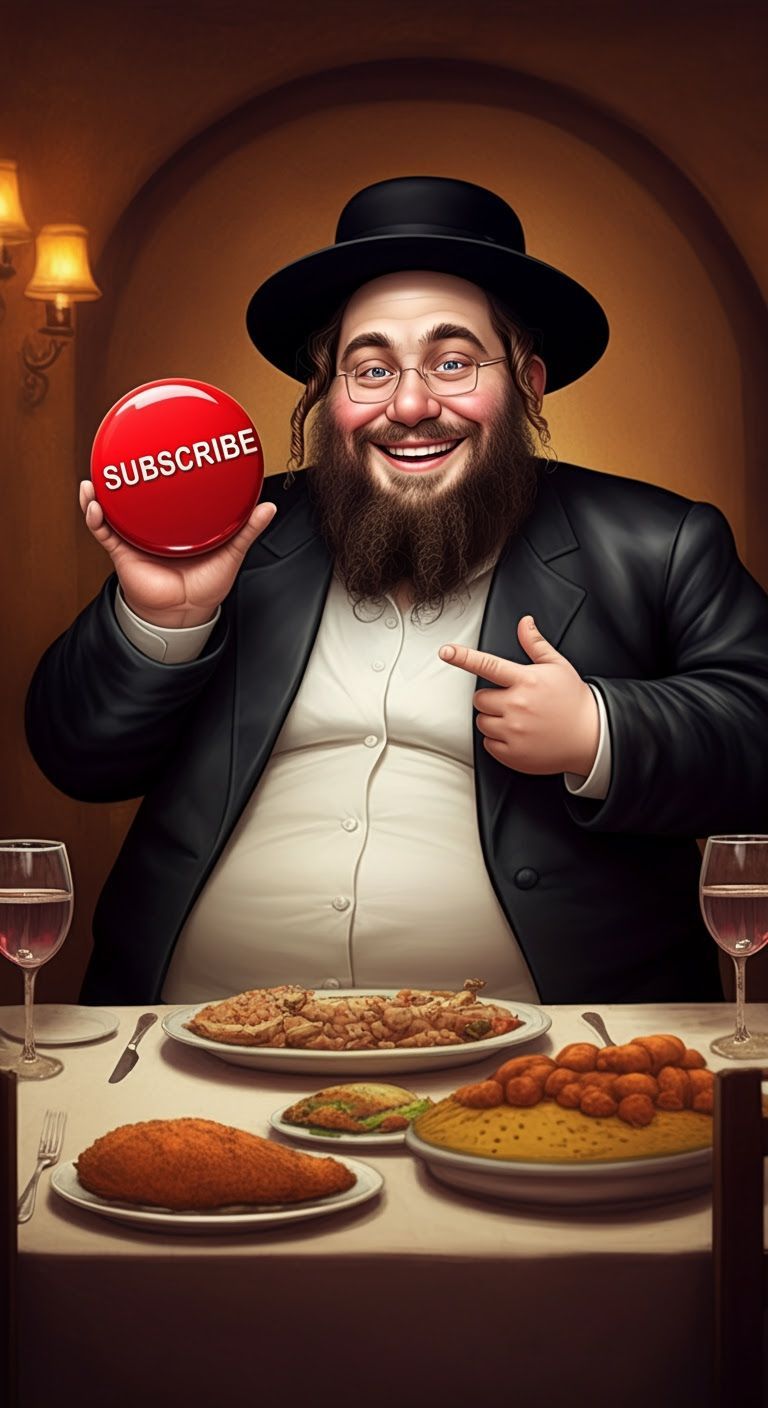 Cheerful Hasidic Man Promotes Subscribe Button in Comic Art