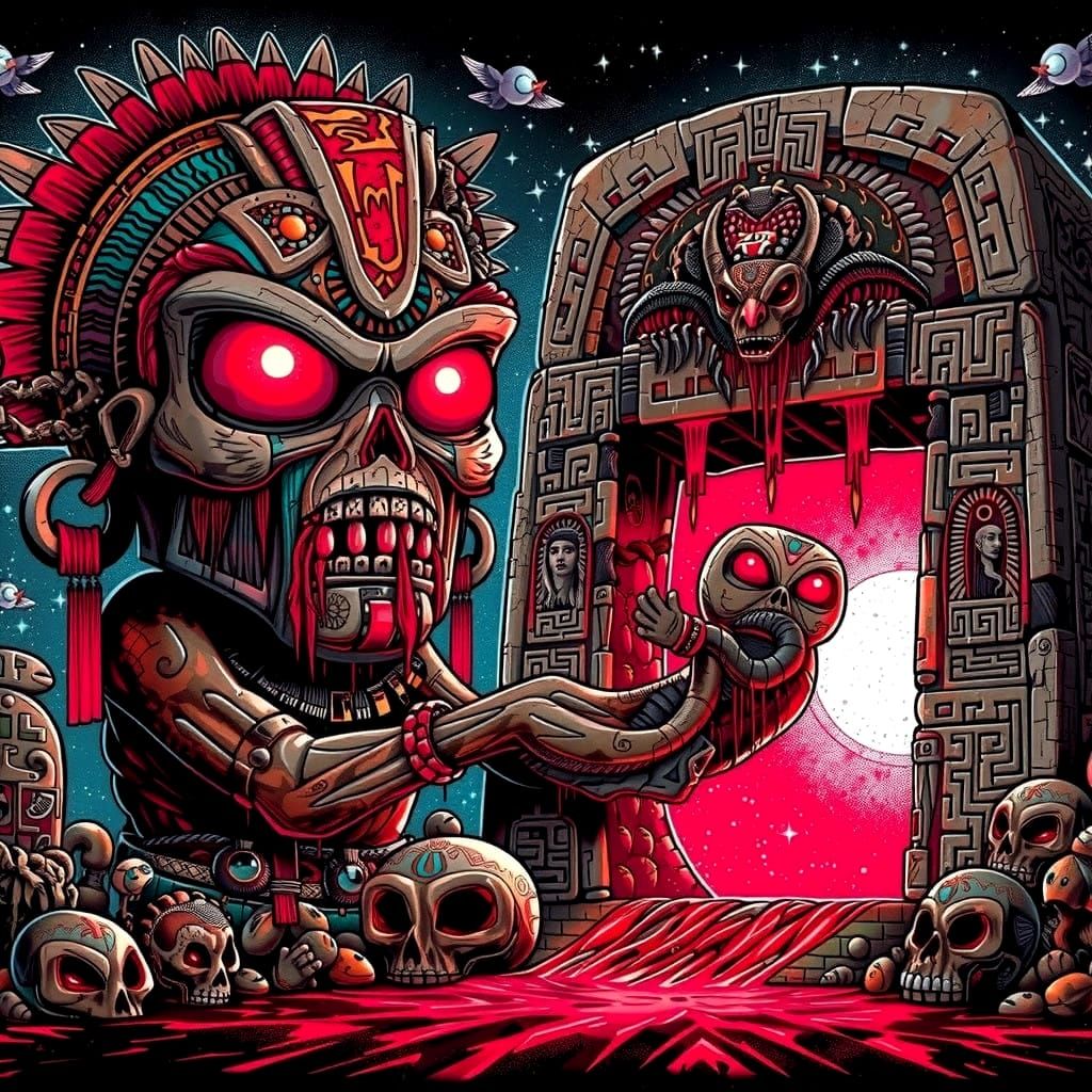 Ancient, Mysterious Aztec Portal in a Misty Jungle