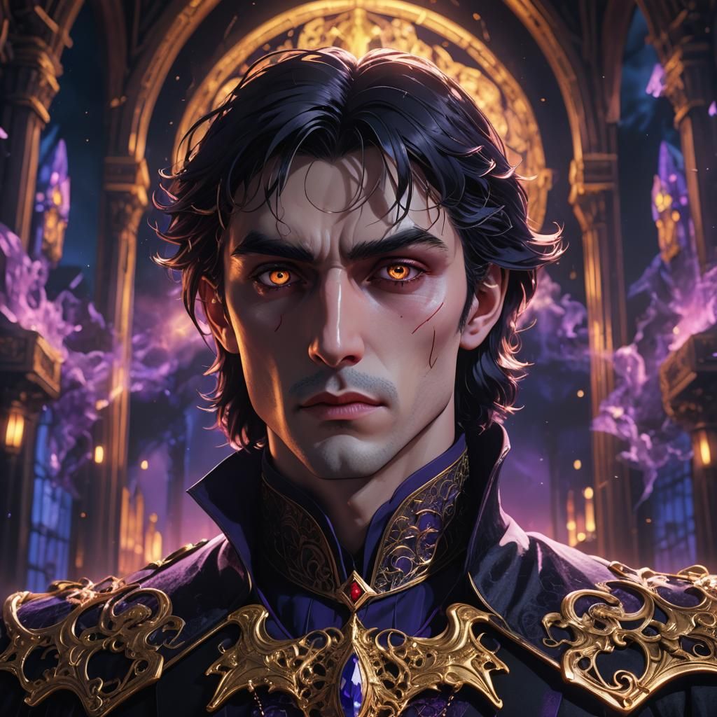 Young Dracula Anime Concept Art in Film Noir Style