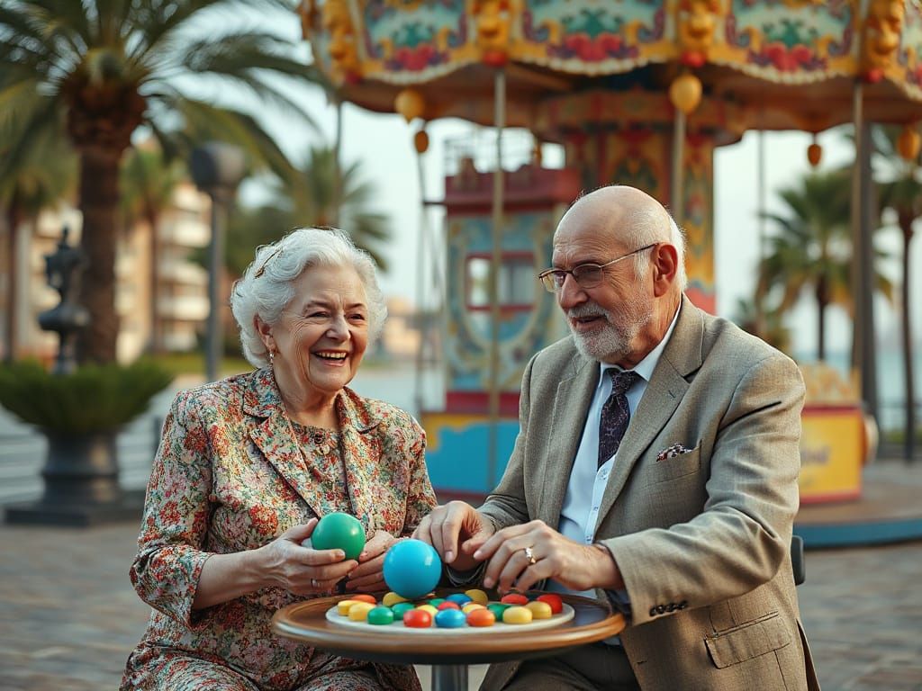 Joyful Seniors Playing Games in Beachside Park