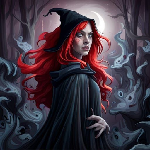 Creepy Teen Witch in Graffiti Art Style