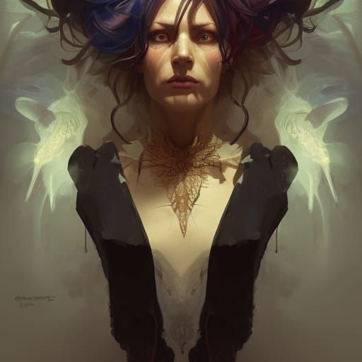 Demonic Magic School Portrait in Hyperdetailed Style