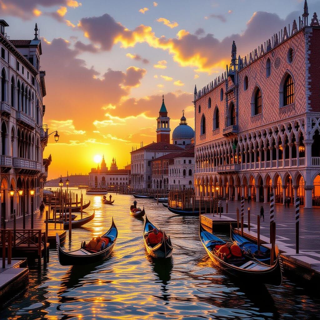 Venice Sunset Over St. Mark's Square