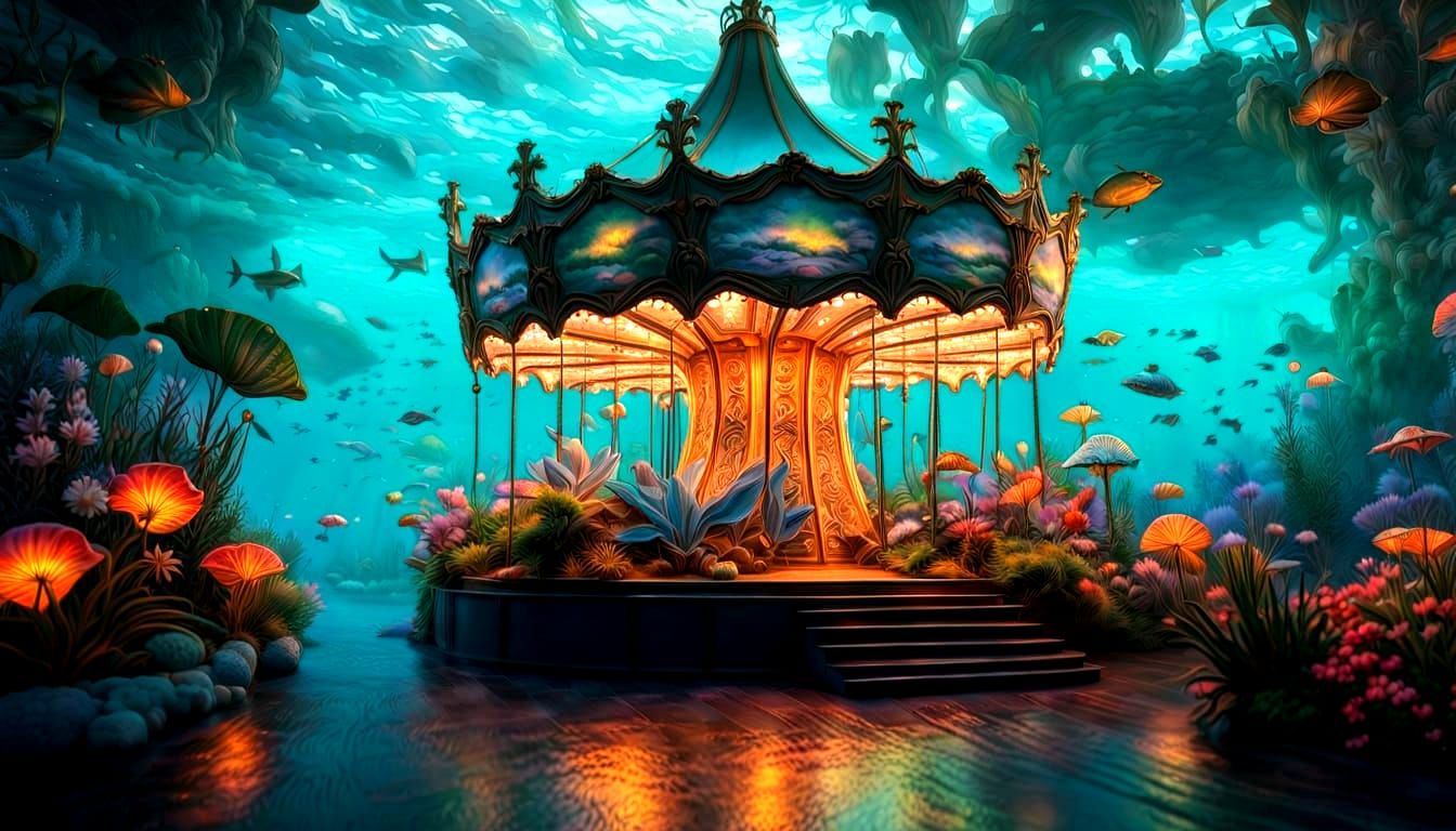 Magical Underwater Carousel with Sea Creatures