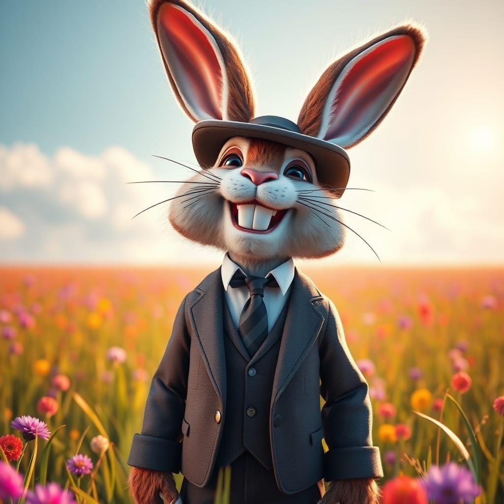 Laughing Bunny in Top Hat: 3D Game Cinematic