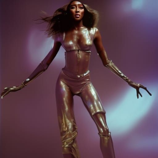 Naomi Campbell's Space Walk in Metal Bikini