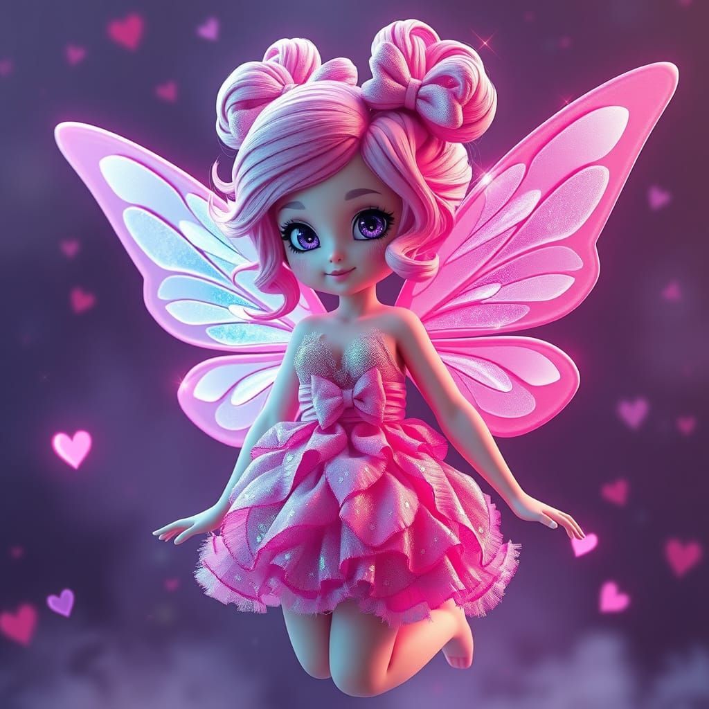 Girly Fairy Princess in Dreamy, Twinkling Effect