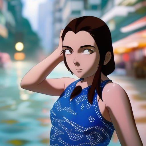 Girl from Ipanema in Anime Key Visual Style