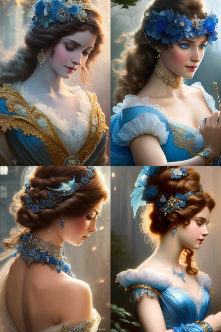 Intricate Portrait of Blue-Eyed Cinderella