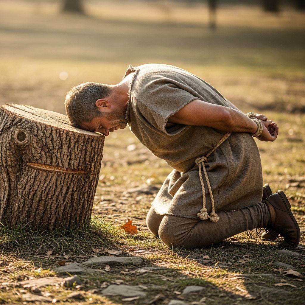 Roman Peasant Kneeling on Rustic Ground in Sunlight