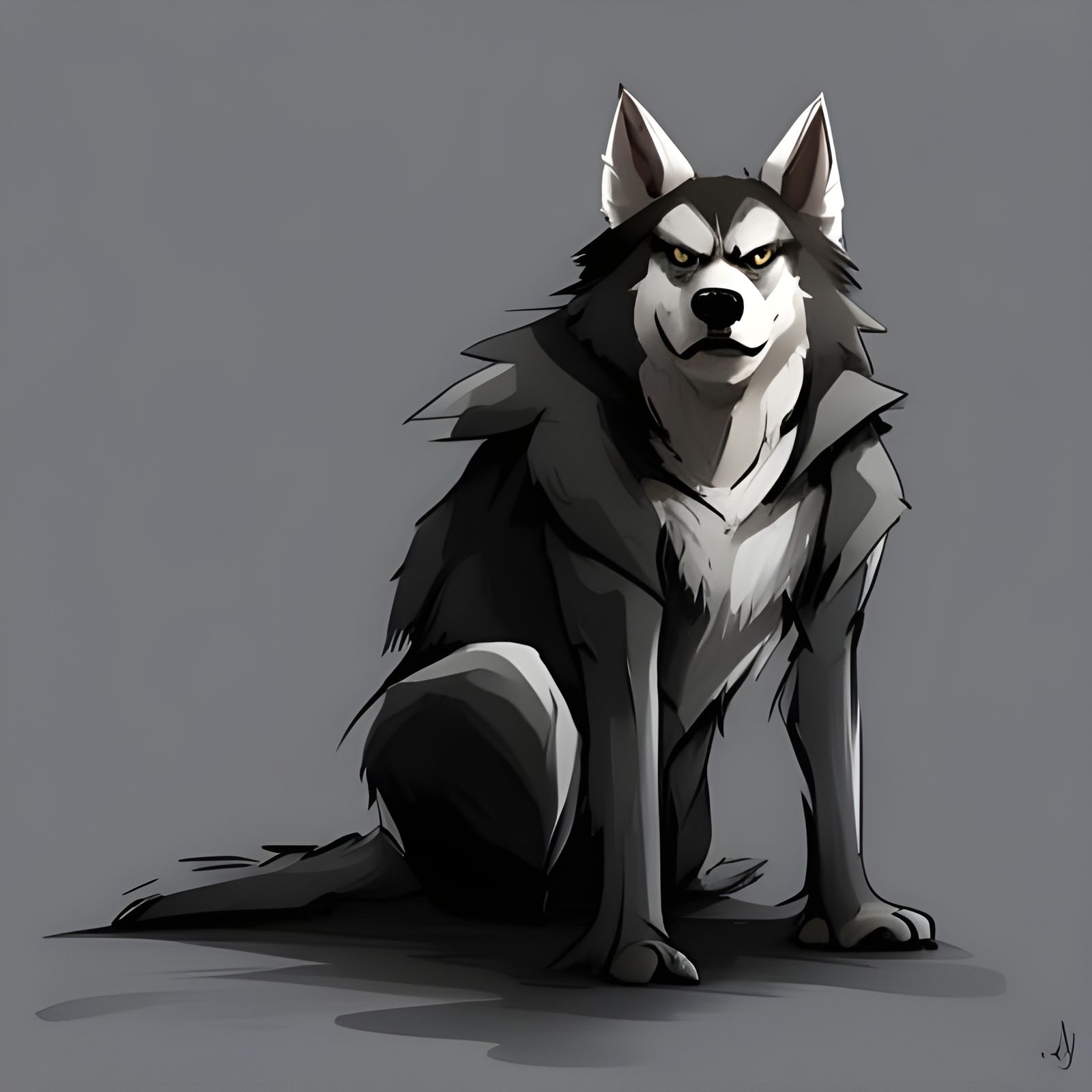 Terrifying Werehusky Monster with Glowing Eyes