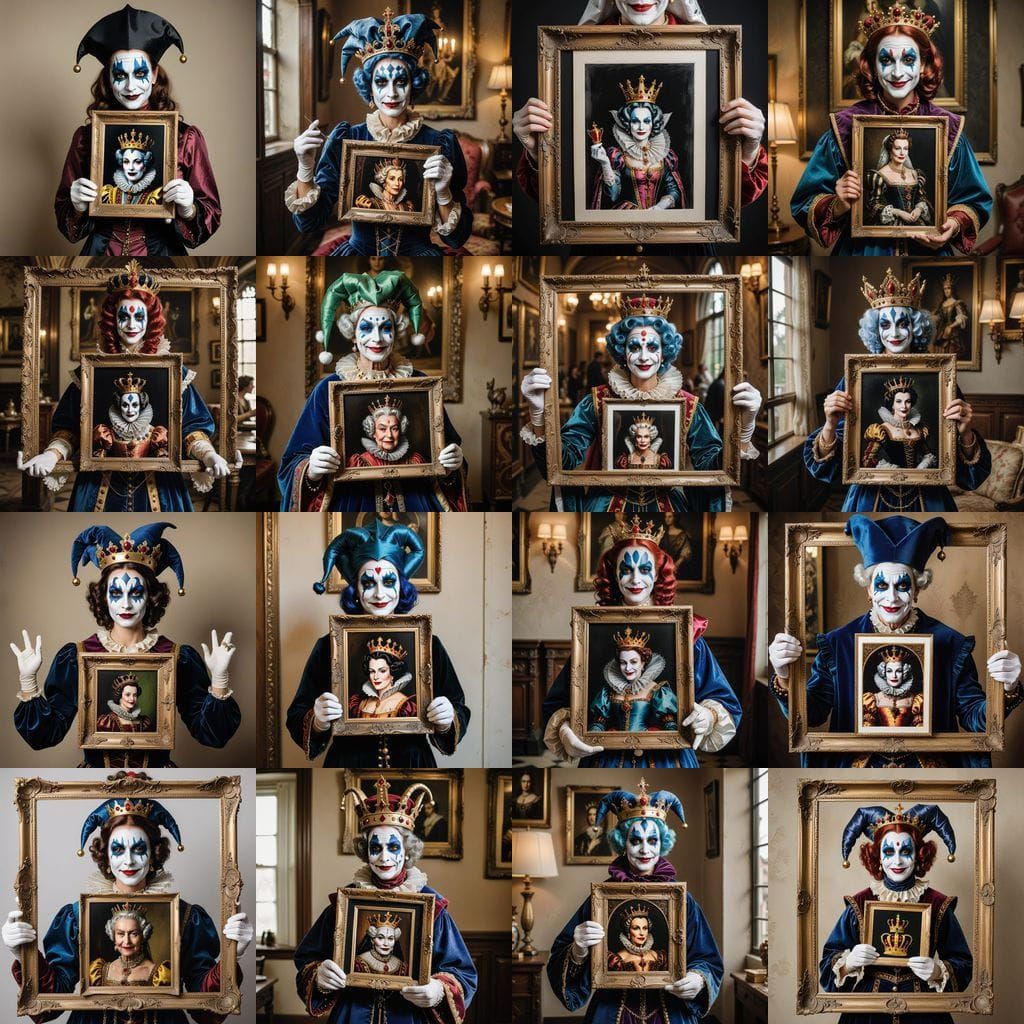 Jester Holding Queen Portrait