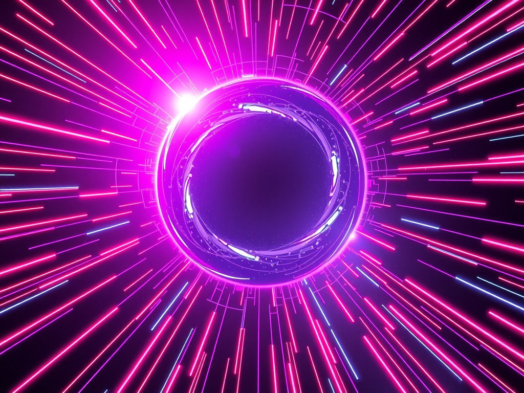 Synthwave Black Hole with Glowing Light