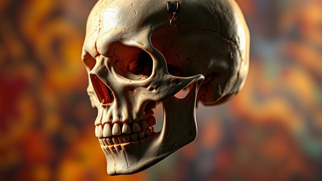 Hyperrealistic Human Skull with Dramatic Lighting