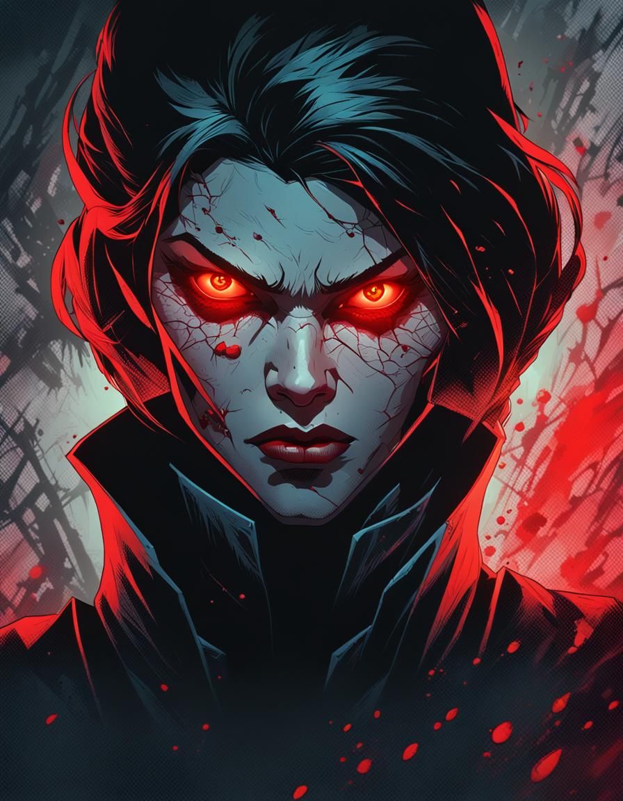 Scary Vampire Girl Comic Book Portrait