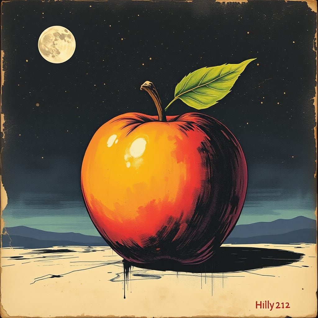 Vibrant Starry Night Landscape with Distant Moon