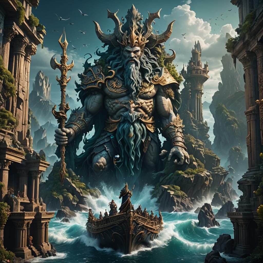 Detailed Matte Painting of Poseidon in Unreal Engine