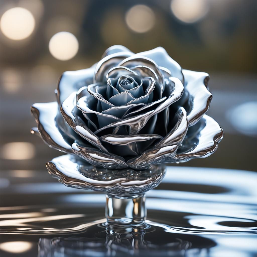 Liquid Mercury Rose with Crystal Spring