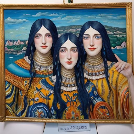 Cosmic Travelers in Dreamy Landscape Painting