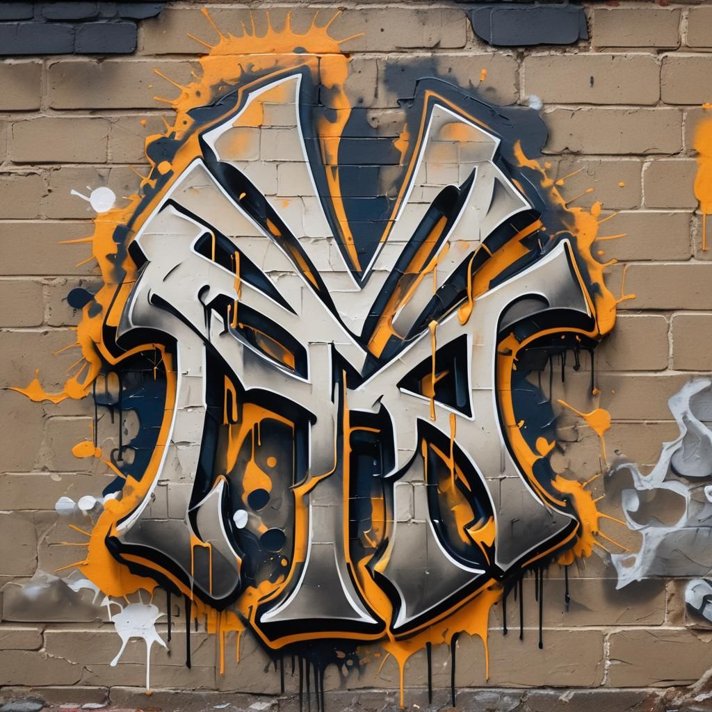 Yankees Logo Graffiti Art in Urban Street Style