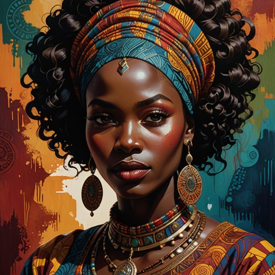 Vibrant African Goddess in Traditional Attire