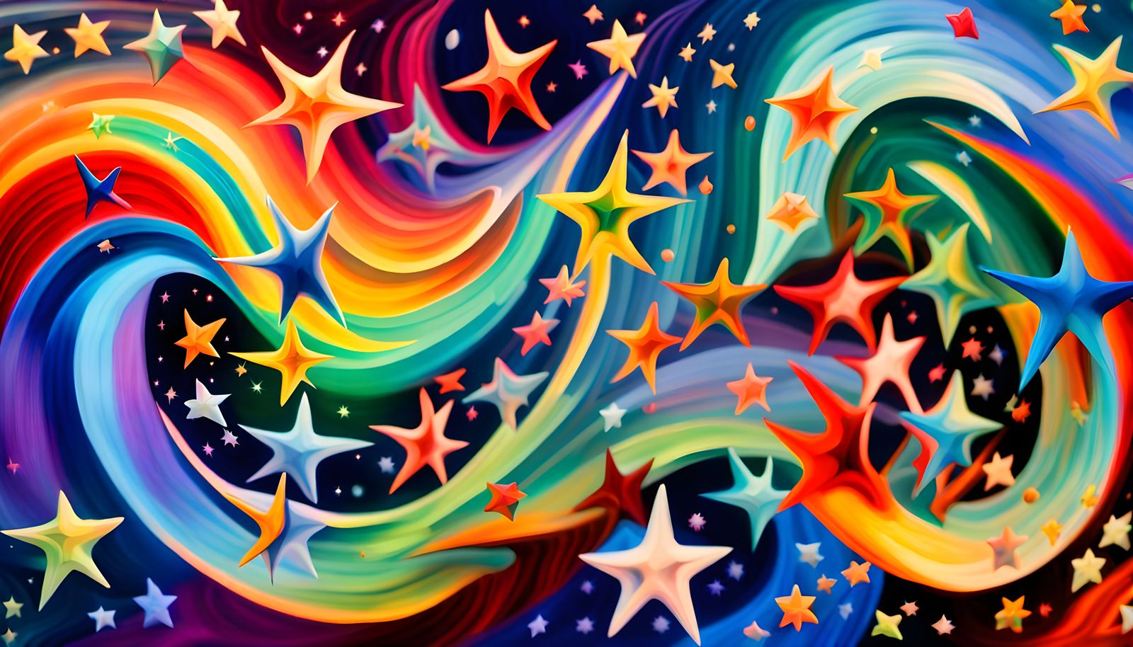 Iridescent Cosmic Star Eruption in Impasto Style