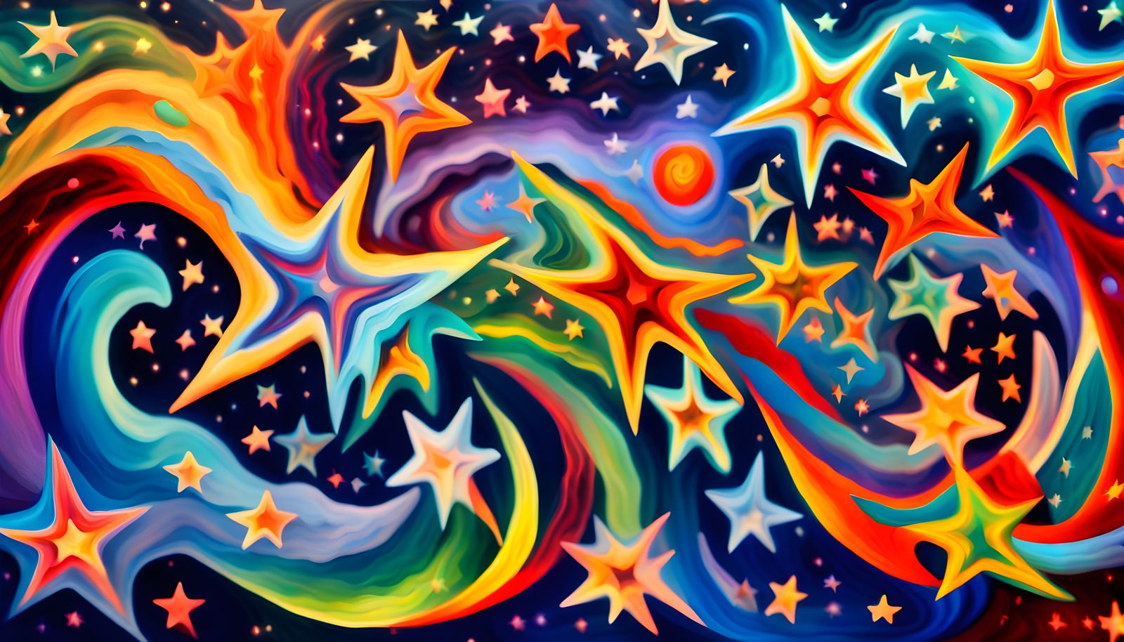 Iridescent Cosmic Firestorm Eruption in Impasto Style