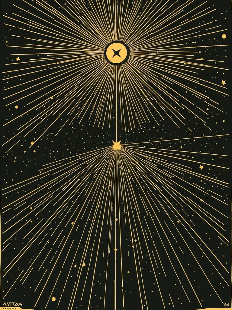 Linocut Illustration of a Falling Star