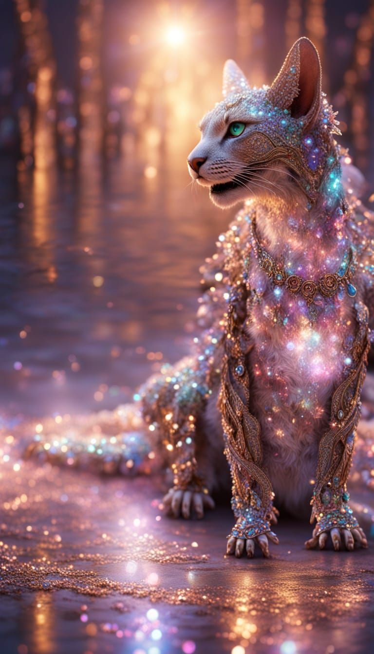 Majestic Hybrid Dragon Cat in Whimsical Fashion