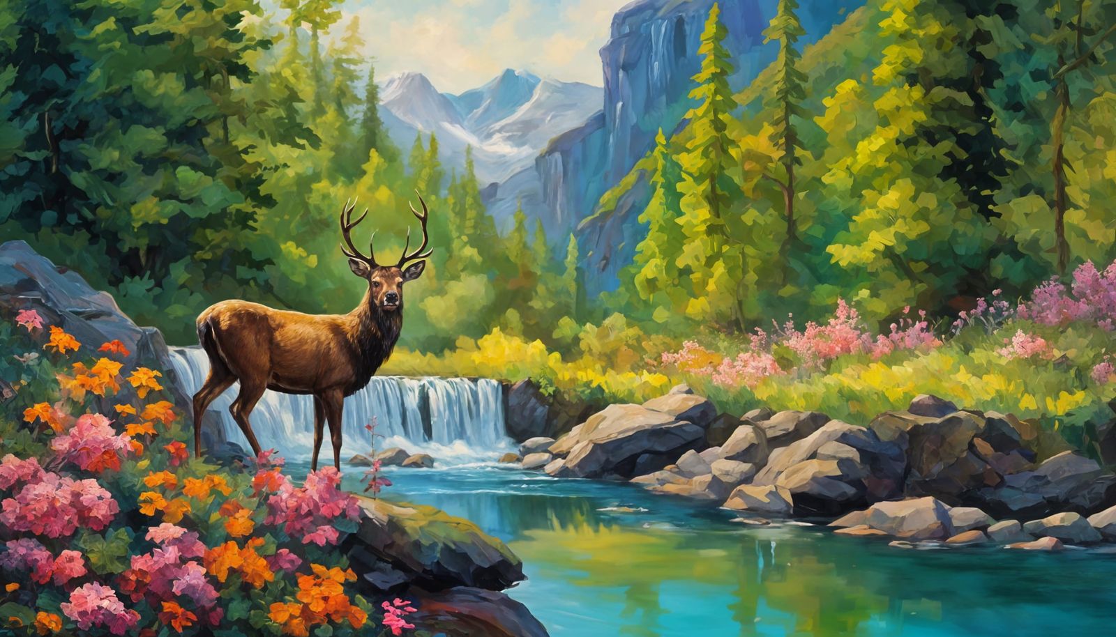 Surreal Forest Scene in Impressionistic Style