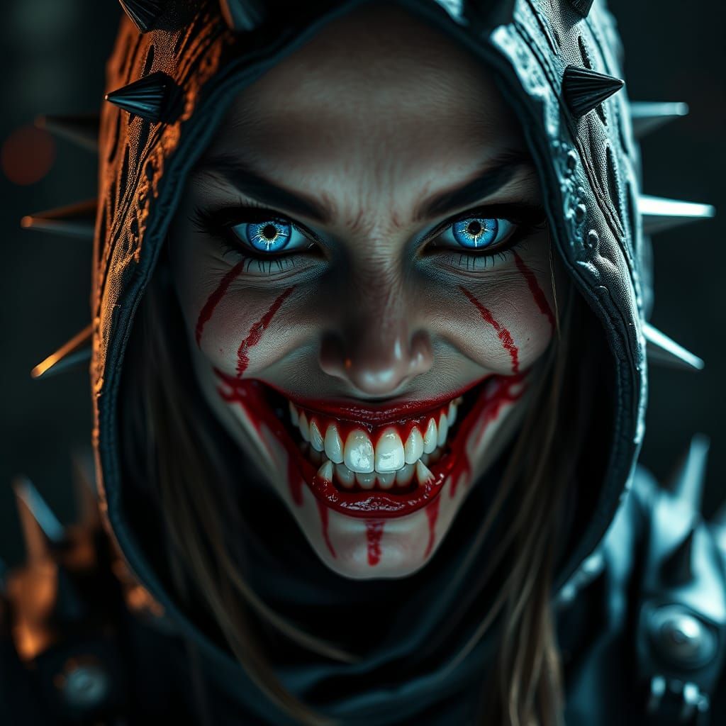 Hyperrealistic Woman with Bioengineered Teeth and Scars