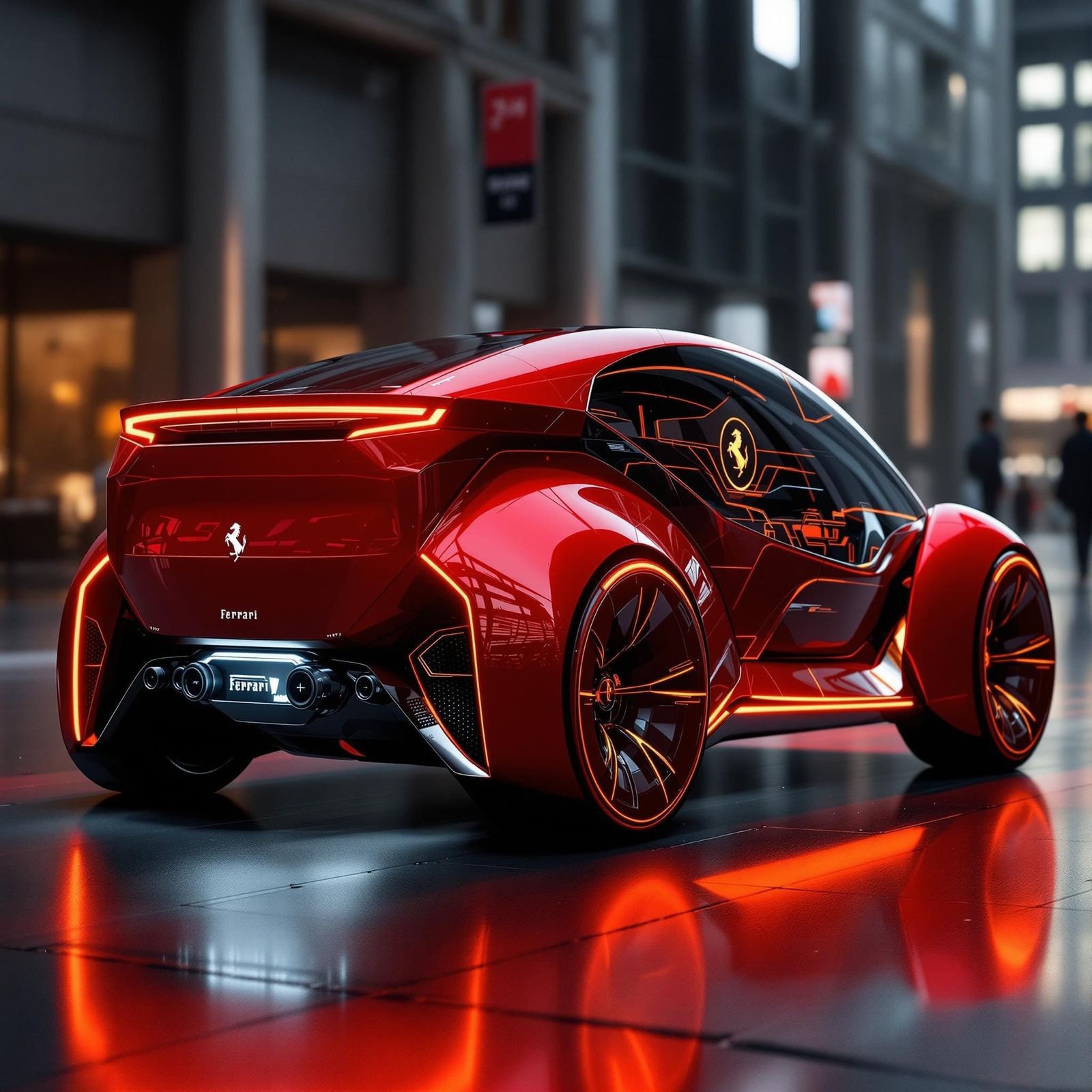 Futuristic Ferrari City Car with Sleek Design