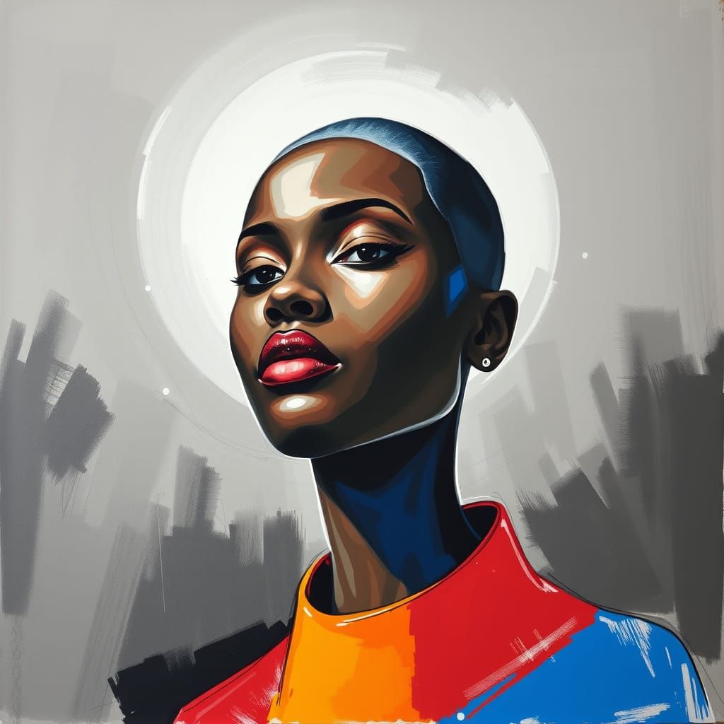 Strong-Willed Black Woman in Geometric Harmony