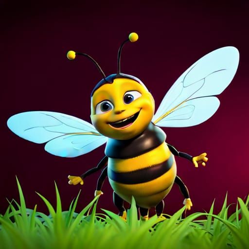 Friendly Bee in Pixar Style 3D Digital Art