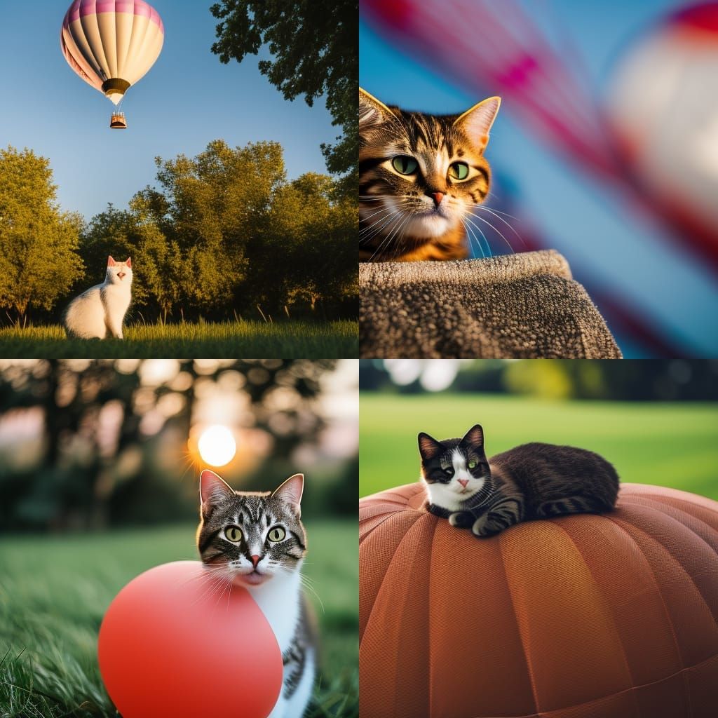 Cute Cat in Hot Air Balloon, Photography
