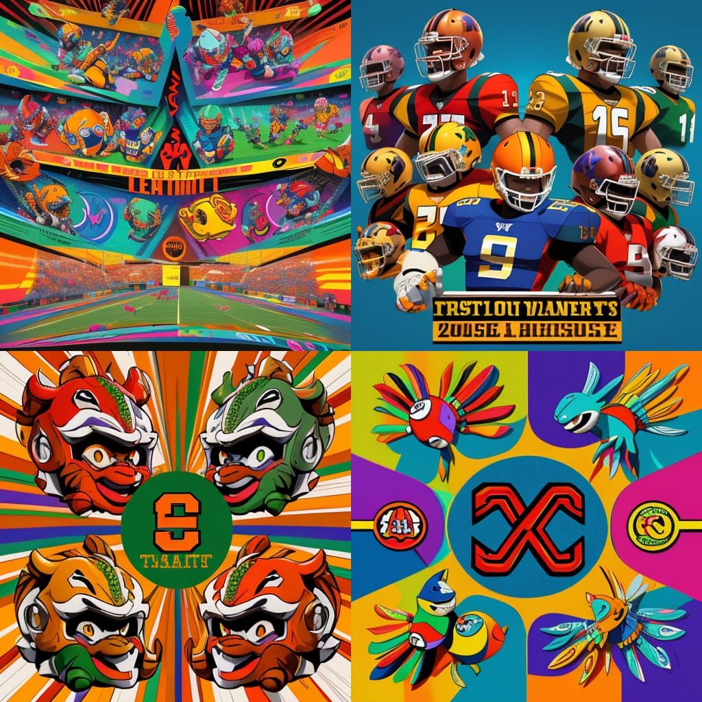 Nostalgic College Football Playoff Collage Poster in 90s Art...